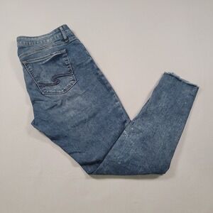 Silver Jeans Co. Jeans Womens 31x29 Blue Elyse Distressed Skinny Leg Denim